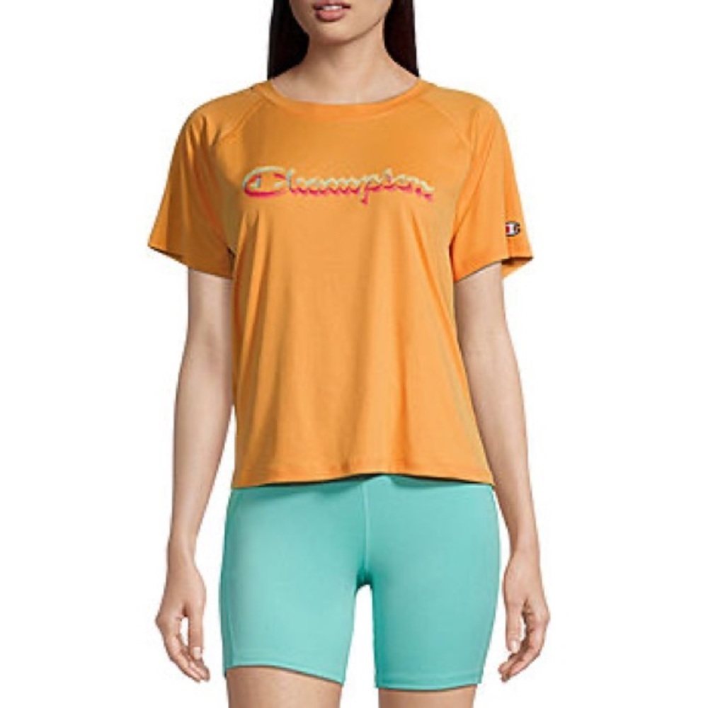 (A4) Champion Womens Crew Neck Short Sleeve T-Shirt, Sz Medium, NWT,Capri Orange